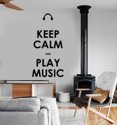 Wall Vinyl Quote Keep Calm & Play Music Guaranteed Quality Decal Mural Art 1517Dz - thumbnail 1