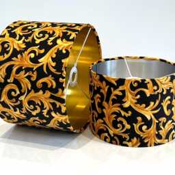 Handmade By Order Luxury Gold Grange Pattern in Black Velvet Drum Lamp Shade Pendant Light All Shapes & Sizes Available - thumbnail 3