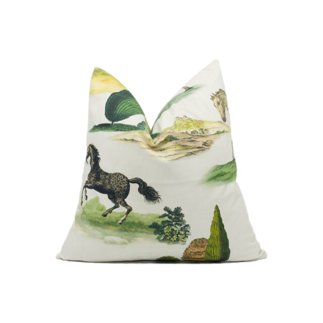 John Derian - Designers Guild The Range Parchment Countryside With Horses Cushion Cover Handmade Throw Pillow Designer Home D??cor - image 1