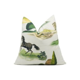 John Derian - Designers Guild The Range Parchment Countryside With Horses Cushion Cover Handmade Throw Pillow Designer Home D??cor - thumbnail 1