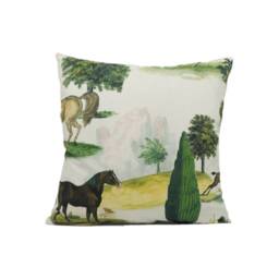 John Derian - Designers Guild The Range Parchment Countryside With Horses Cushion Cover Handmade Throw Pillow Designer Home D??cor - thumbnail 3