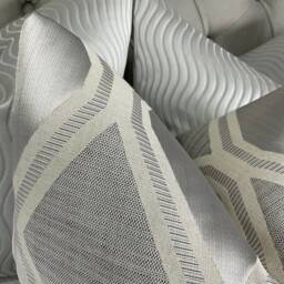 Luxurious Cushion Cover Pillow Throw Textured Geometric Designer Fabric Silver Natural High Quality Handmade in UK - thumbnail 3