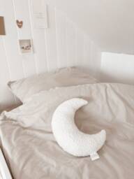 Boucle Moon Cushion, Neutral Nursery Decor, Baby Shower Gift - thumbnail 1