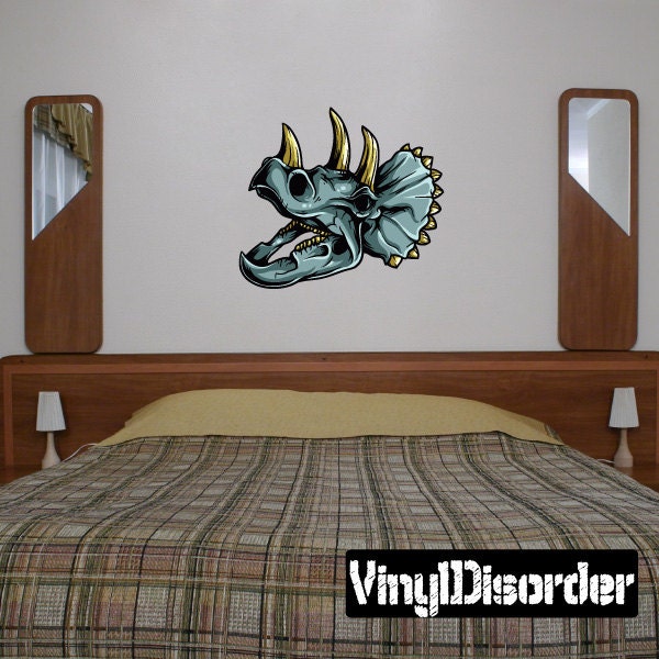 Triceratops Dinosaur Wall Decal - Fabric Vinyl Removable & Reusable Dinosauruscolor002Et