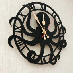 Octopus Wall Clock Large 12-18Inch, Wood Octopod, Marine Life, Diver, Diving, Sea Creatures Art Decor, Gift For Home - thumbnail 2