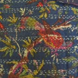 Bird Kantha Quilt King Size Indian Reversible Bedspread Bedding Throw Blanket Queen - thumbnail 2