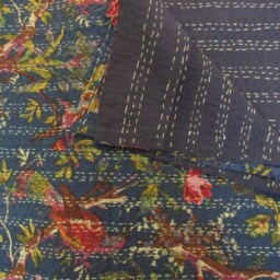 Bird Kantha Quilt King Size Indian Reversible Bedspread Bedding Throw Blanket Queen - thumbnail 4