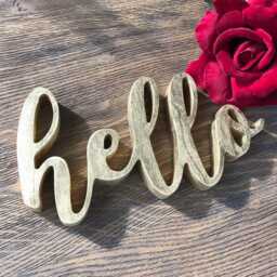 Country Style Hello Wall Decor Wood Sign, Entry Sign Hello, Cut Out Wooden Letters, Standing For Shelf - thumbnail 2