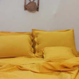 Mustard Cotton Pillow Shams, Handmade Cushion Cover Set - 2-Piece - thumbnail 2