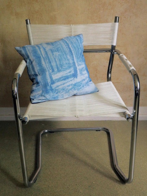 Handprinted Blue Pillow - Cyanotype With Velvet & Forest Motive - image 1