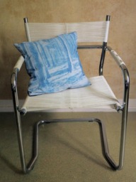 Handprinted Blue Pillow - Cyanotype With Velvet & Forest Motive - thumbnail 1