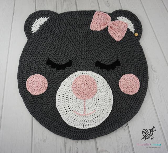 Crochet Bear Rug Handmade Cotton Nursery Mat - image 1