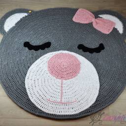 Crochet Bear Rug Handmade Cotton Nursery Mat - thumbnail 3
