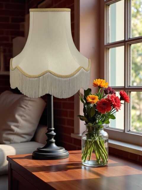 Traditional Cream Fabric Lampshade Handmade For Table & Floor Standard Lamp Bases, Wall Light Fixtures, Ceiling Fittings - image 1