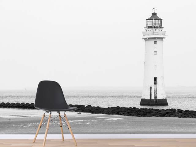 3D Lighthouse Wallpaper, Coastal Beach Wall Mural, Peel & Stick - image 1