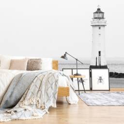 3D Lighthouse Wallpaper, Coastal Beach Wall Mural, Peel & Stick - thumbnail 2