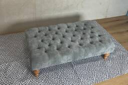 Silver Grey Footstool Coffee Table Pouffe Bench Chesterfield 40''x24'' - Free Fabric Samples