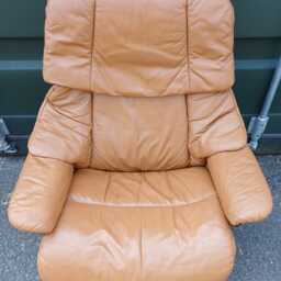 Ekornes Stressless Tan Leather Swivel Recliner Armchair & Footstool - Free Delivery Within 50 Miles, Further Afield At Cost - thumbnail 2