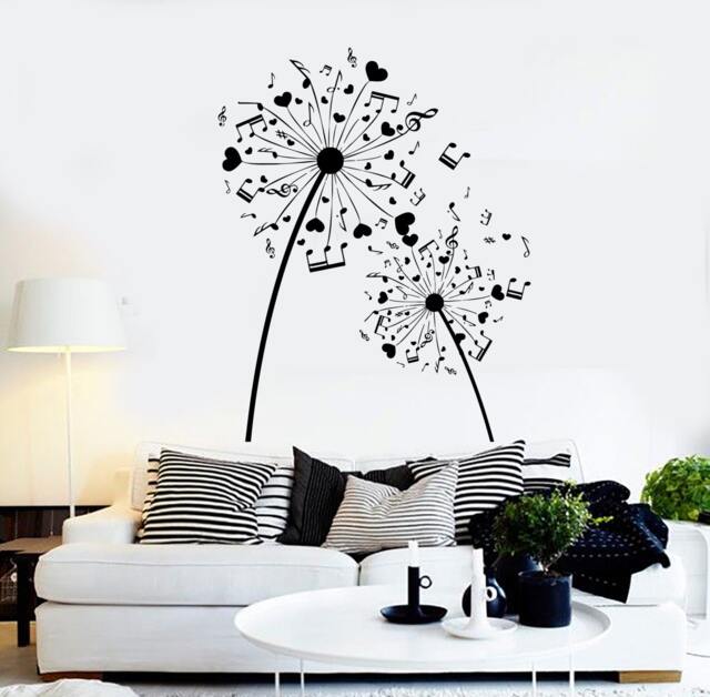 Wall Vinyl Music Notes Hearts Flower Floral Guaranteed Quality Decal Mural Art 1522Dz - image 1