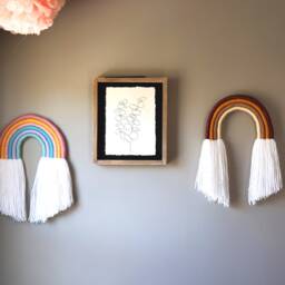 Medium Fall & Warm Colors Rainbow Fiber Wall Hanging/Beautiful Yarn Sculpture Perfect For Nursery - thumbnail 4
