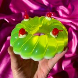 Pretty Jelly Faux Cake Decor - Pop Art Candy Sculpture Lemon Pie Resin Fake Cherry Funky Aesthetic Food Home - thumbnail 4