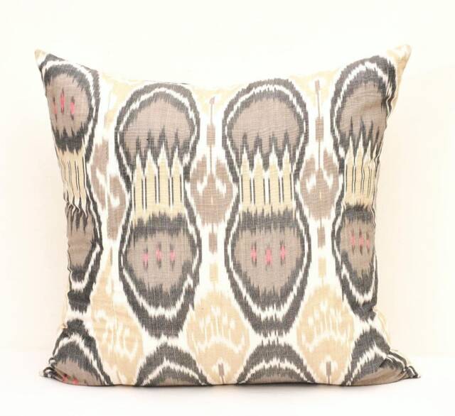 20x20 Silk Cotton Ikat Pillow Cover, Burly Wood Cushion - image 1
