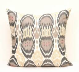 20x20 Silk Cotton Ikat Pillow Cover, Burly Wood Cushion - thumbnail 1
