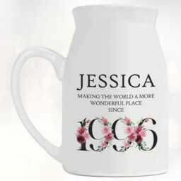 30Th Birthday Gift For Her - Wonderful Since 1996 Small Personalised Flower Pot Vase 30 Gifts Women Floral Design Daughter Sister Bnd30 - thumbnail 3