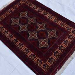 Handmade Afghan Wool Rug Red Burgundy Tribal Carpet - 3x5 Ft - thumbnail 4