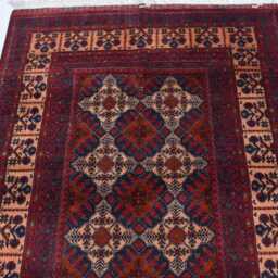 Handmade Afghan Wool Rug Red Burgundy Tribal Carpet - 3x5 Ft - thumbnail 3