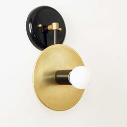 Mid Century Brass Wall Sconce - Modern Black & Gold Lamp - thumbnail 2