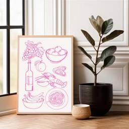 Italian Kitchen Wall Art, Food Illustration Prints, Art Kitchen, Line Drawing Sketches Poster - thumbnail 3