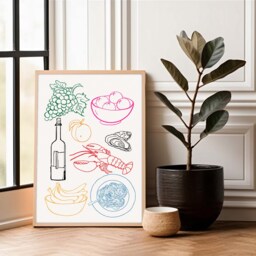 Italian Kitchen Wall Art, Food Illustration Prints, Art Kitchen, Line Drawing Sketches Poster - thumbnail 1