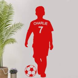 Personalised Football Wall Sticker - Custom Footballer Name & Number Decal Kids Bedroom Art Fb1 - thumbnail 3