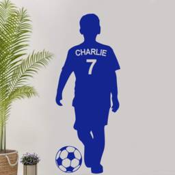 Personalised Football Wall Sticker - Custom Footballer Name & Number Decal Kids Bedroom Art Fb1 - thumbnail 2