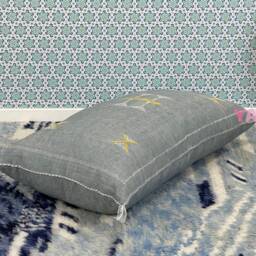 Yakiti-Grey Large Moroccan Pillows, Aka Cactus Silk Pillow, Decorative Pillows, Sabra Pillows, Moroccan Decor Designer Cactus - thumbnail 3