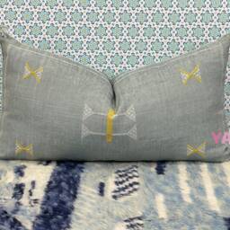 Yakiti-Grey Large Moroccan Pillows, Aka Cactus Silk Pillow, Decorative Pillows, Sabra Pillows, Moroccan Decor Designer Cactus - thumbnail 2