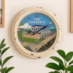 Personalised Caravan Wall Clock Custom Name Caravanning Glass Mother's Birthday Gift For Her Kitchen Home Decor Holiday Ekrc72 - thumbnail 1