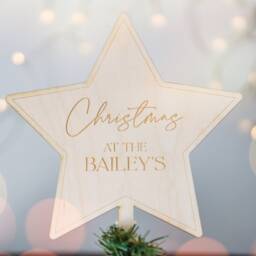 Personalised Christmas Tree Topper Silver Or Gold, Custom Personalized Decorations Star For - thumbnail 2