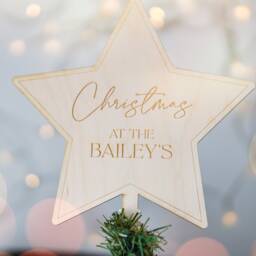 Personalised Christmas Tree Topper Silver Or Gold, Custom Personalized Decorations Star For