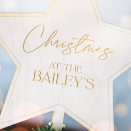 Personalised Christmas Tree Topper Silver Or Gold, Custom Personalized Decorations Star For - thumbnail 3