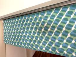 Blue Geometric Caf?? Noren Curtain, Japanese Tenugui Handmade Noren, Short Kichen Door Half Window Privacy Valence - thumbnail 1