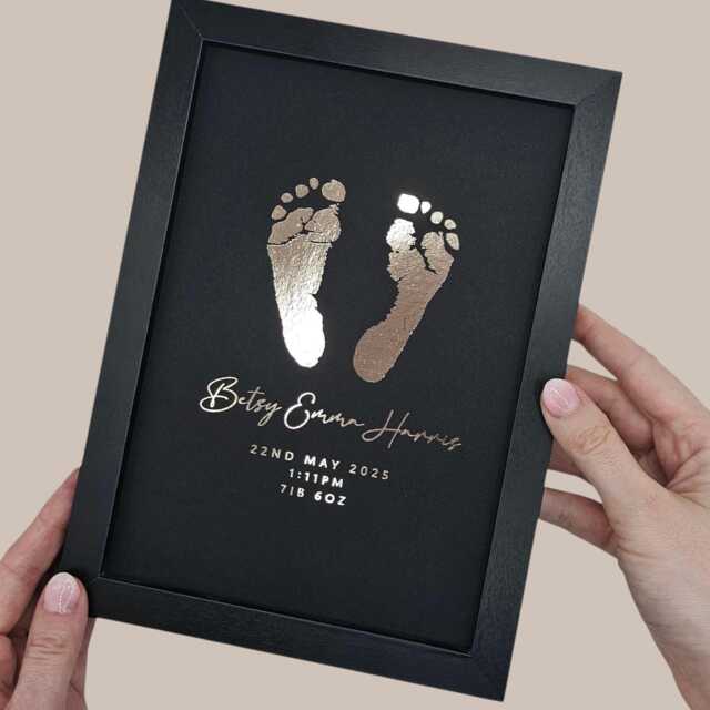 Baby Footprint Art Custom Foil Print - Includes Inkless Hand & Foot Kit - image 1