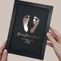 Baby Footprint Art Custom Foil Print - Includes Inkless Hand & Foot Kit - thumbnail 1