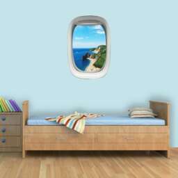 Airplane Window Beach Scene Wall Decal - Vwaq Pw1 - thumbnail 1