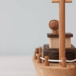 Wooden Cruise Ship Toy For Nursery Decor, Kids Room Nautical Baby Boy Girl Gift, Handmade Personalized Boat, Toddler Birthday Gift - thumbnail 3