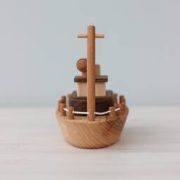 Wooden Cruise Ship Toy For Nursery Decor, Kids Room Nautical Baby Boy Girl Gift, Handmade Personalized Boat, Toddler Birthday Gift - thumbnail 2