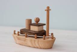 Wooden Cruise Ship Toy For Nursery Decor, Kids Room Nautical Baby Boy Girl Gift, Handmade Personalized Boat, Toddler Birthday Gift - thumbnail 1