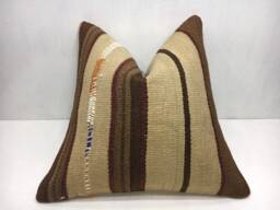 Vintage Turkish Kilim Pillow Cover, Handwoven Bohemian Accent - 20x20 - thumbnail 1