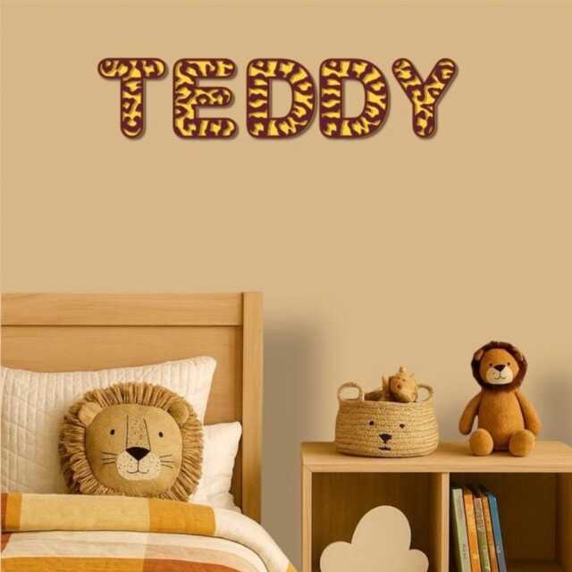 Personalised Wooden Safari Name Sign - Wall Art Jungle Nursery Decor Custom Kids Bedroom Animal Theme Plaque - image 1